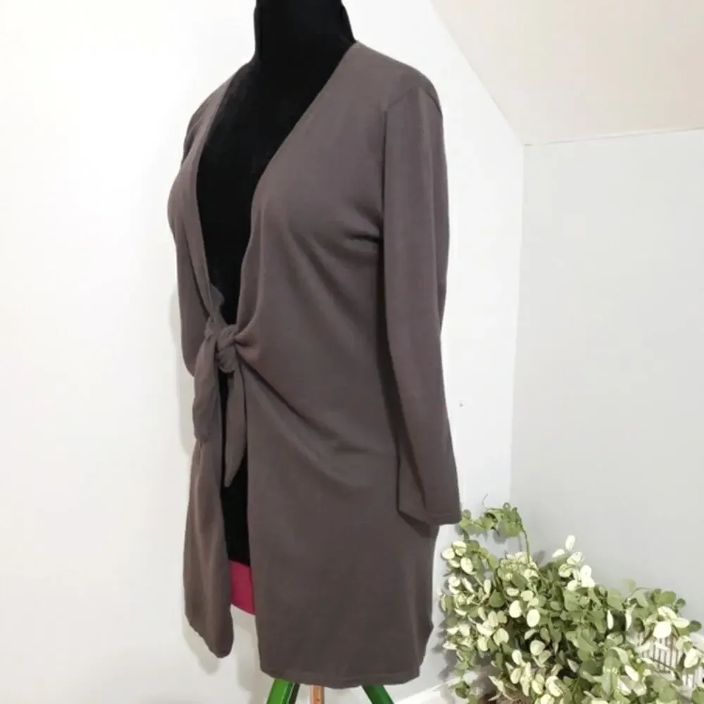 Cabi Cotton Tie Knot Cotton Knit Long Sleeve Gray Cardigan‎ Small